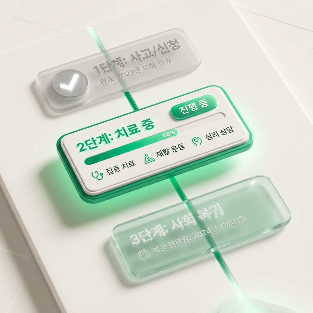 산재 절차 타임라인 예시 화면